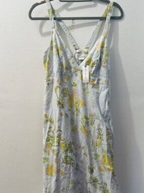 Anthropologie Solenne Flounced Yellow Floral Strap V Neck Flowing Maxi Dress NWT
